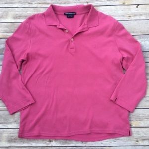 RALPH LAUREN POLO SPORT pink 3/4 sleeve polo shirt Y2K
